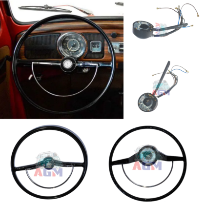 Kit volante do fusca modelo cálice preto e chave de seta preta de uma haste