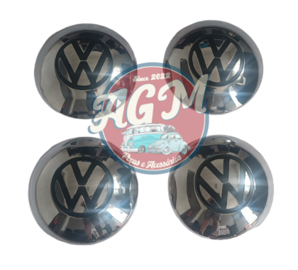 Jogo de calota 5 furos emblemão do fusca/kombi modelo alemão com o logo pintado em preto - Image 2
