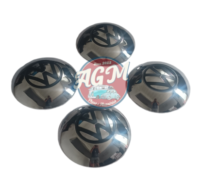 Jogo de calota 5 furos emblemão do fusca/kombi modelo alemão com o logo pintado em preto