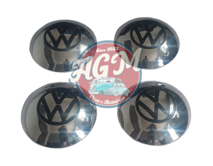 Jogo de calota 5 furos emblemão do fusca/kombi modelo alemão com o logo pintado em preto - Image 3