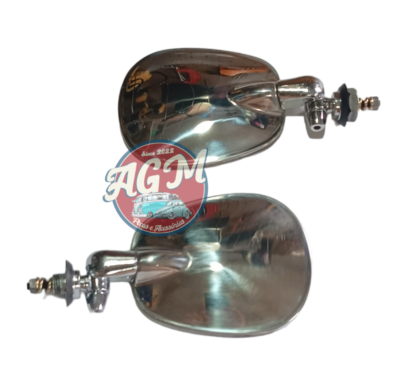 par de retrovisor fusca/brasilia/Variant/ modelo raquete em inox e pé de ferro - Image 5