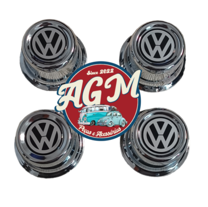 jogo de calota copinho para fusca/brasilia/variant/kombi metal cromado com emblema resinado VW - Image 3