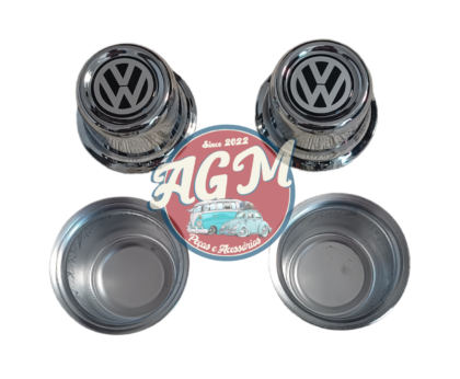 jogo de calota copinho para fusca/brasilia/variant/kombi metal cromado com emblema resinado VW - Image 2