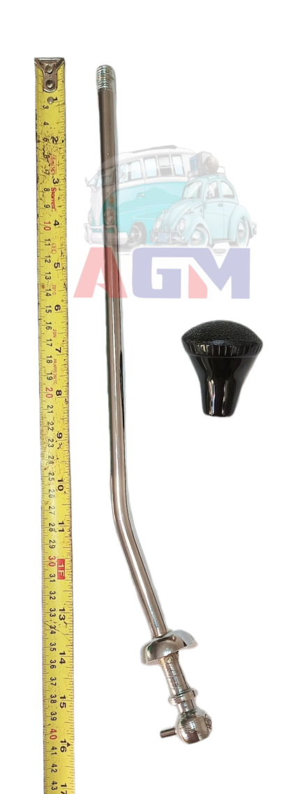 Alavanca de cambio cromada do fusca alongado 40 cm com manopla peirinha preta