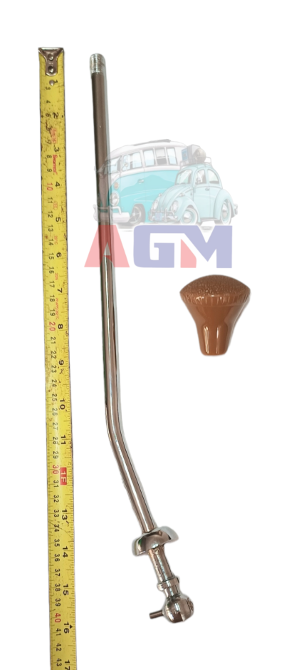 Alavanca de cambio cromada do fusca alongado 40 cm com manopla peirinhara marrom