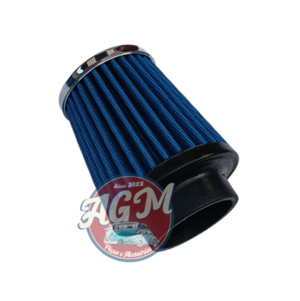 Filtro de ar cônico c/tec 52 mm base de borracha filtro azul para linha aircooled