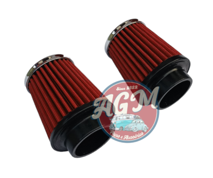 Filtro de ar cônico c/tec 52 mm base de borracha filtro vermelho para linha aircooled motores a ar dupla carburação