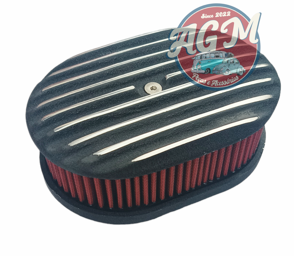 Filtro De Ar Esportivo Aletado Preto Para Motor Aircooled A Ar Com